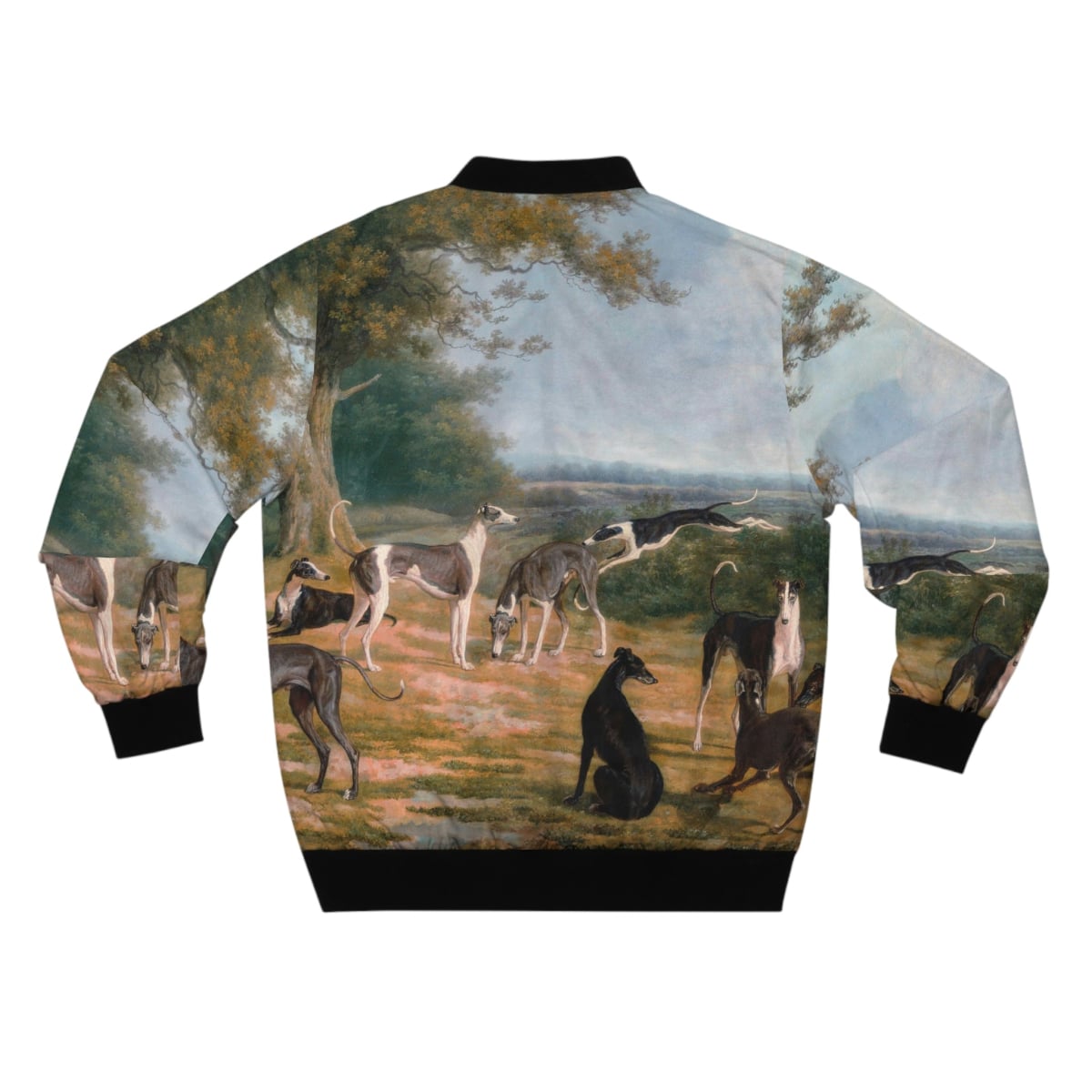 Nine Greyhounds in a Landscape Painting Bomber Jacket