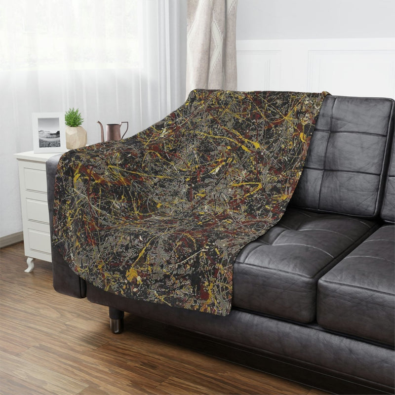 Abstract art meets comfort: Jackson Pollock's masterpiece on a micro-fleece blanket