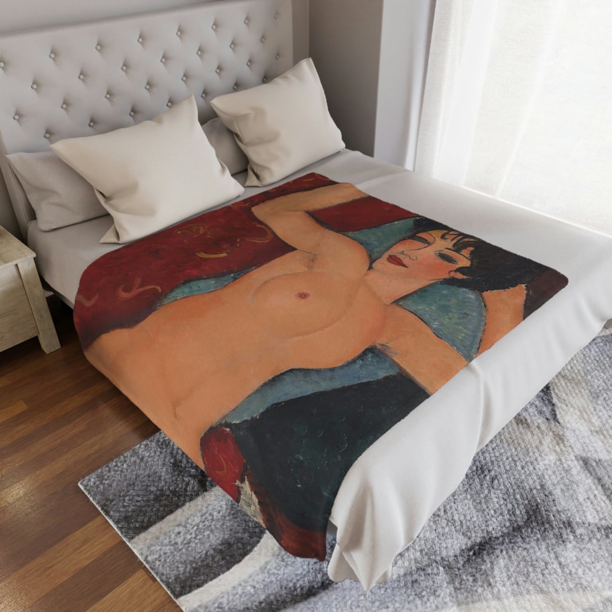 Artistic detail of the 'Nu couché' by Amedeo Modigliani Art Blanket