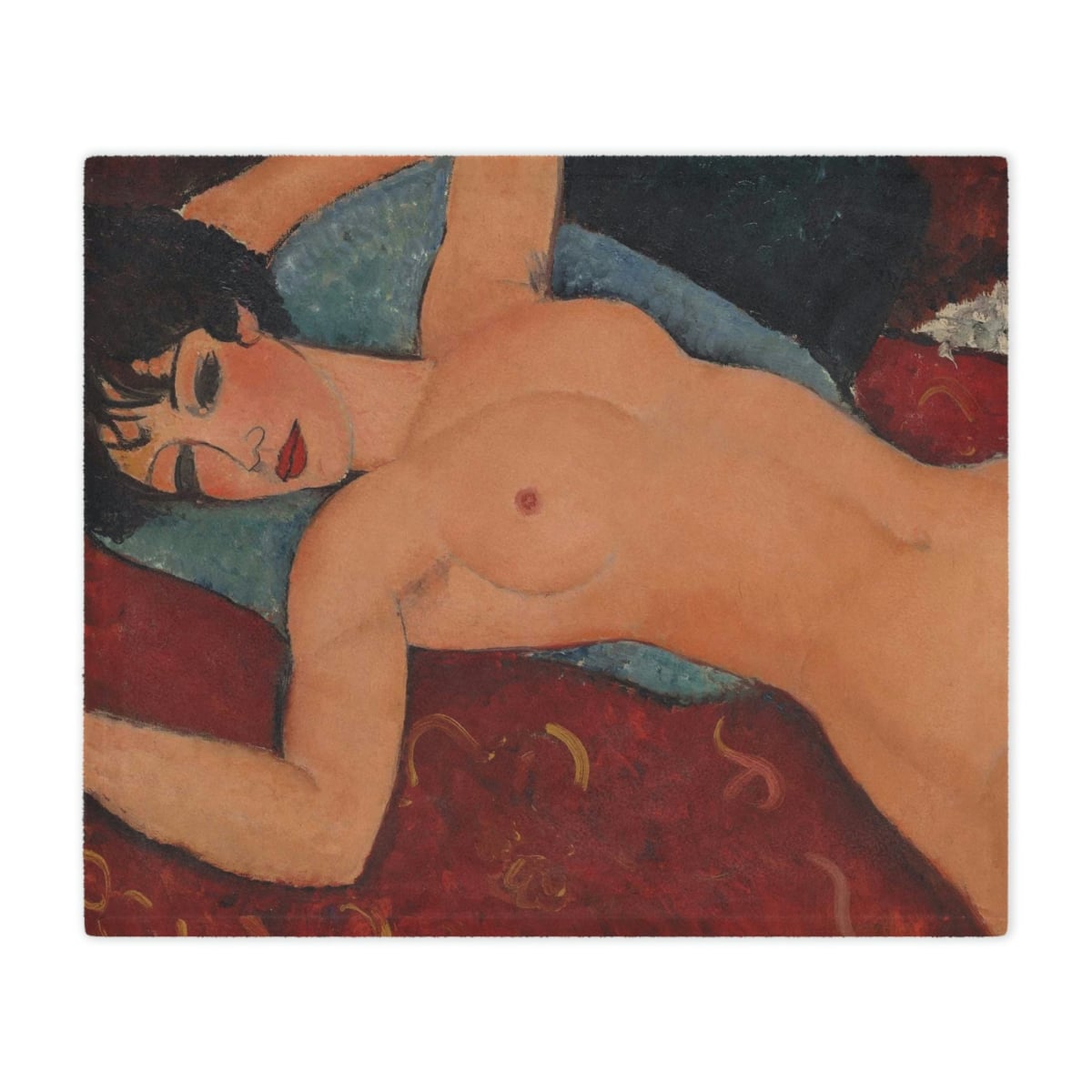 Luxuriously soft polyester fabric of the 'Nu couché' by Amedeo Modigliani Art Blanket