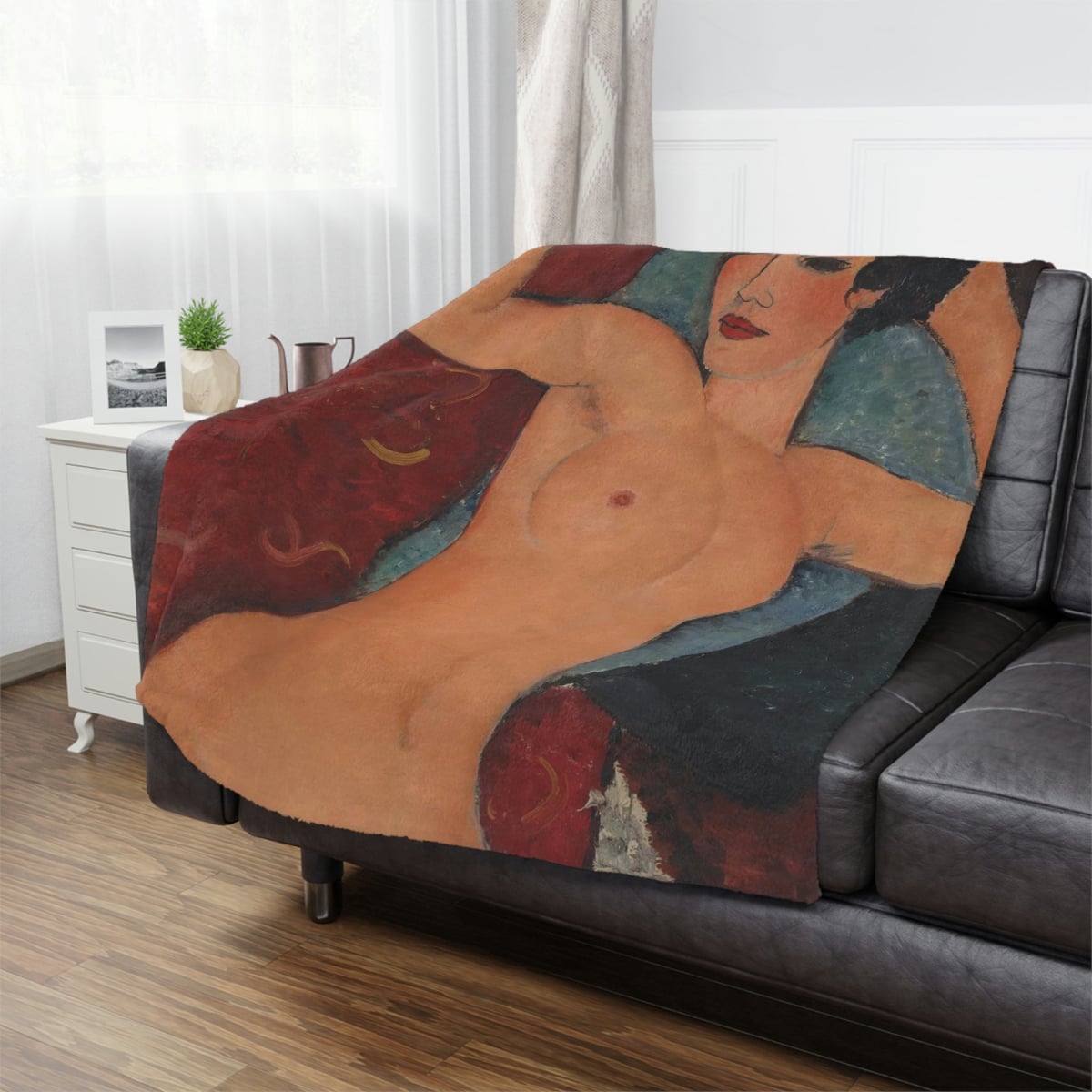 Amedeo Modigliani 'Nu couché' Art Blanket draped over a couch