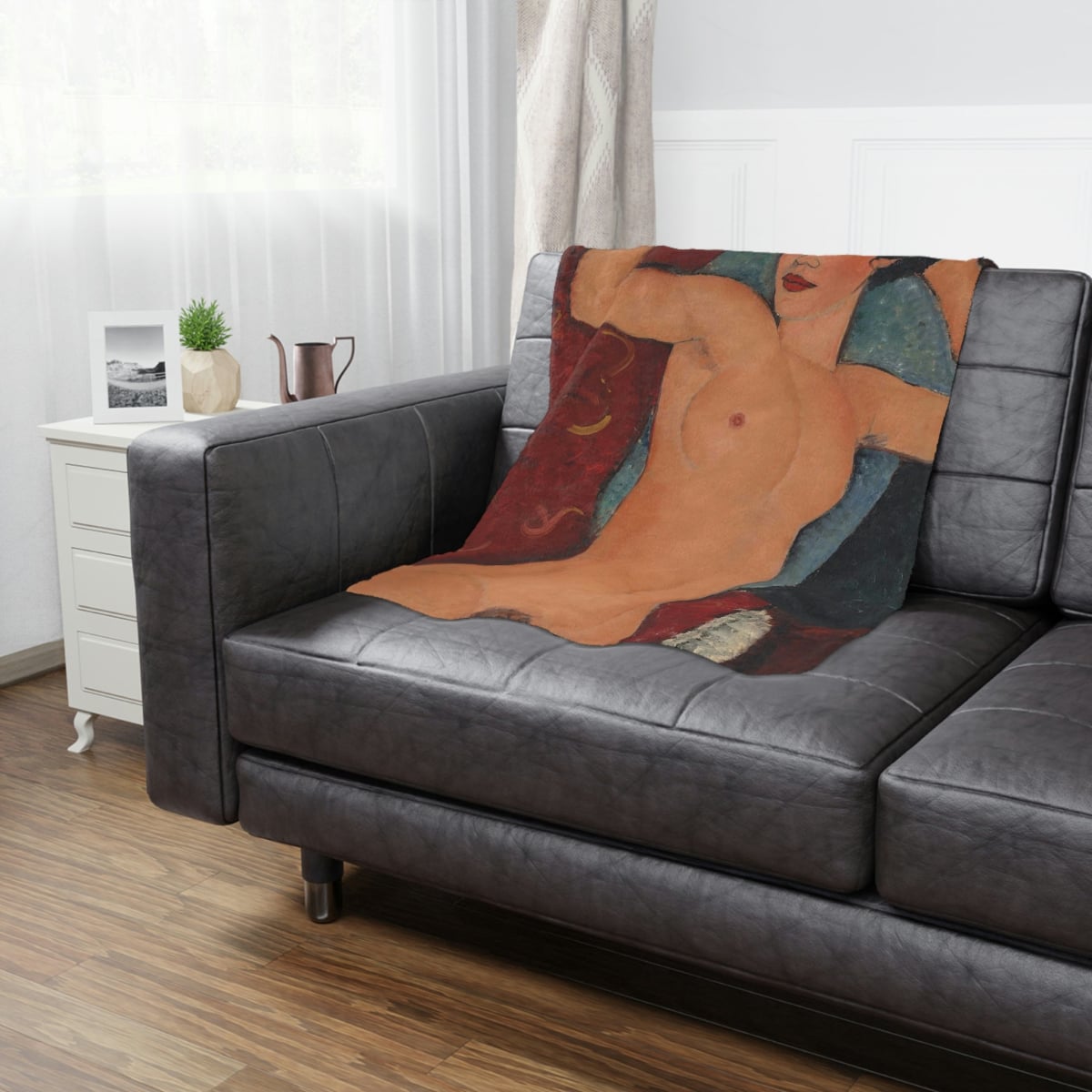 Cozy up in art with the 'Nu couché' by Amedeo Modigliani Art Blanket