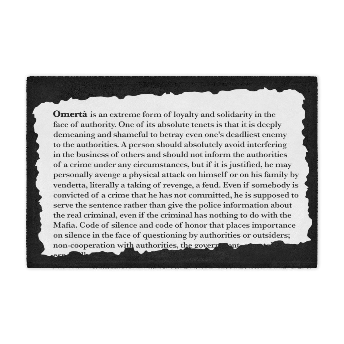 Omerta Respect Loyalty Honor Minky Blanket - Wrap Yourself in the Code of Silence
