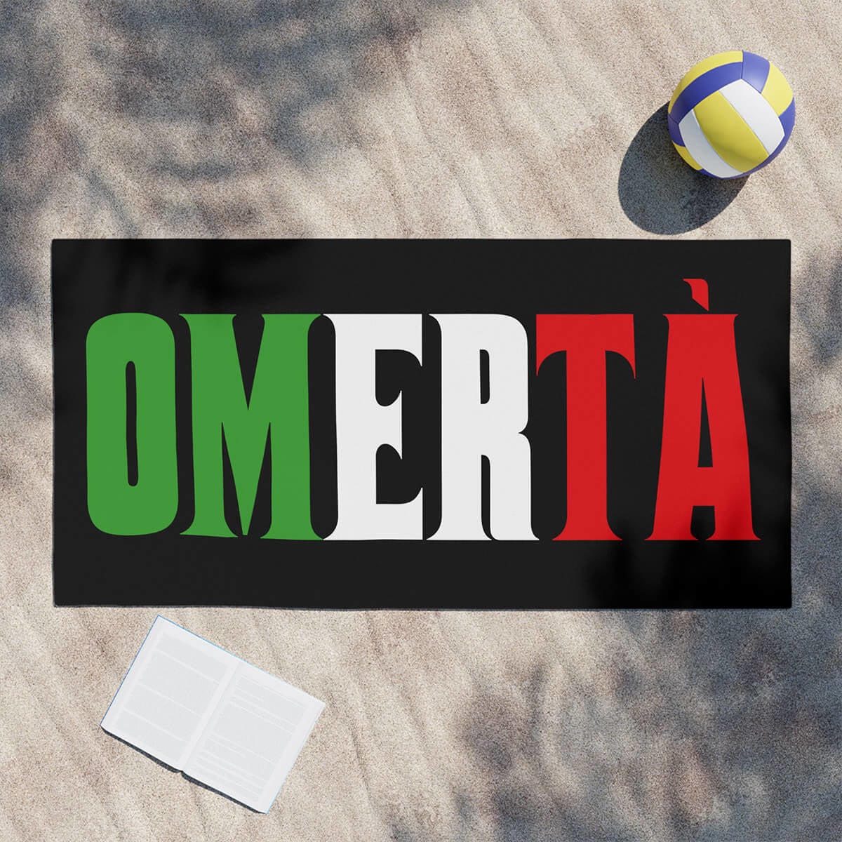 Omerta Respect Loyalty Honor Italian Flag Beach Towel