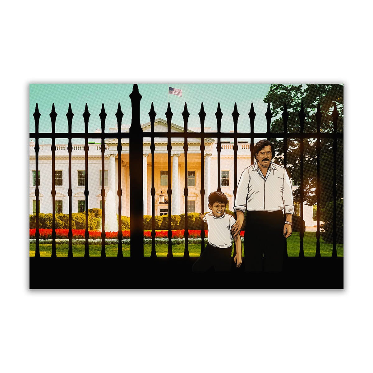Pablo Escobar and his Son at White House Canvas Print