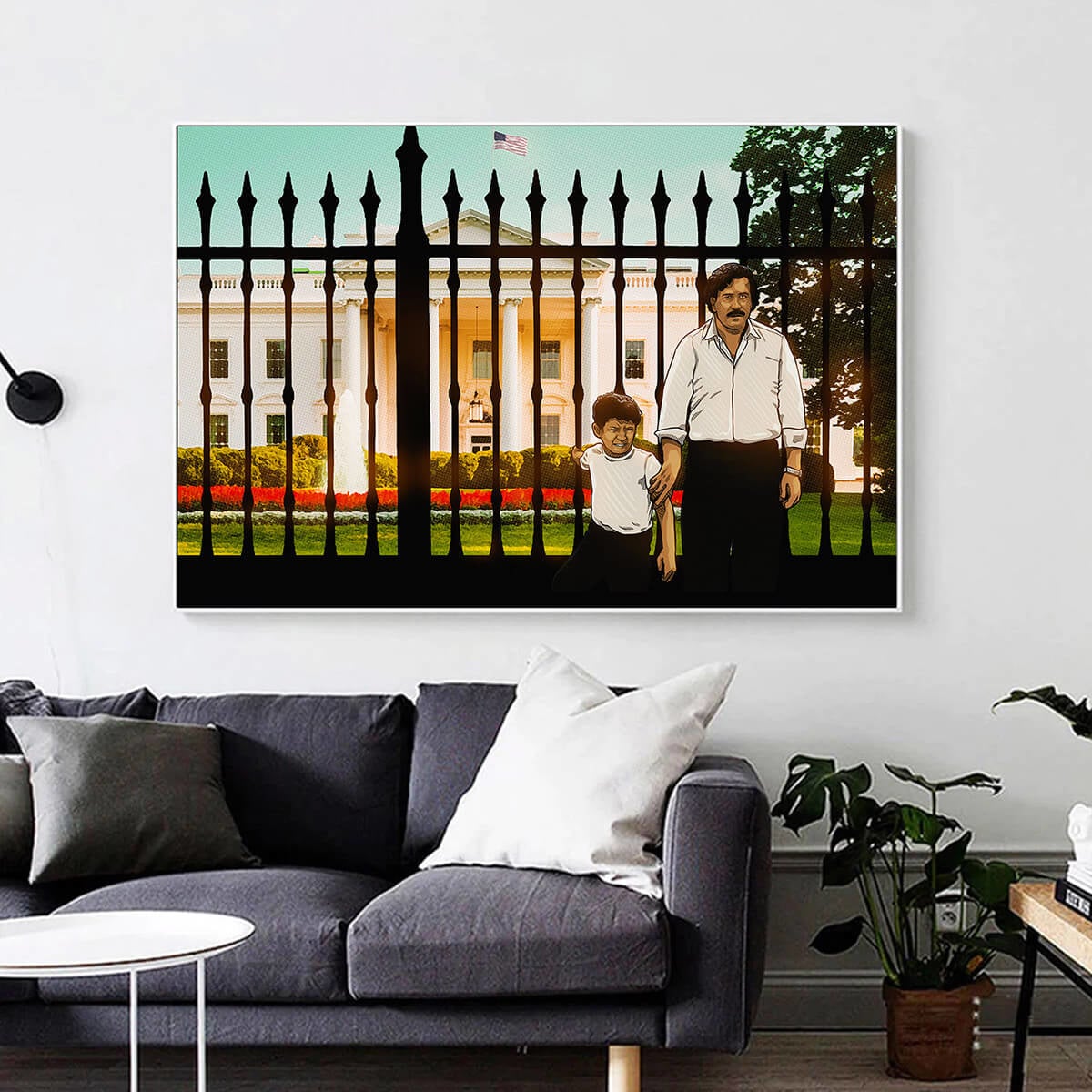 Pablo Escobar and his Son at White House Canvas Print