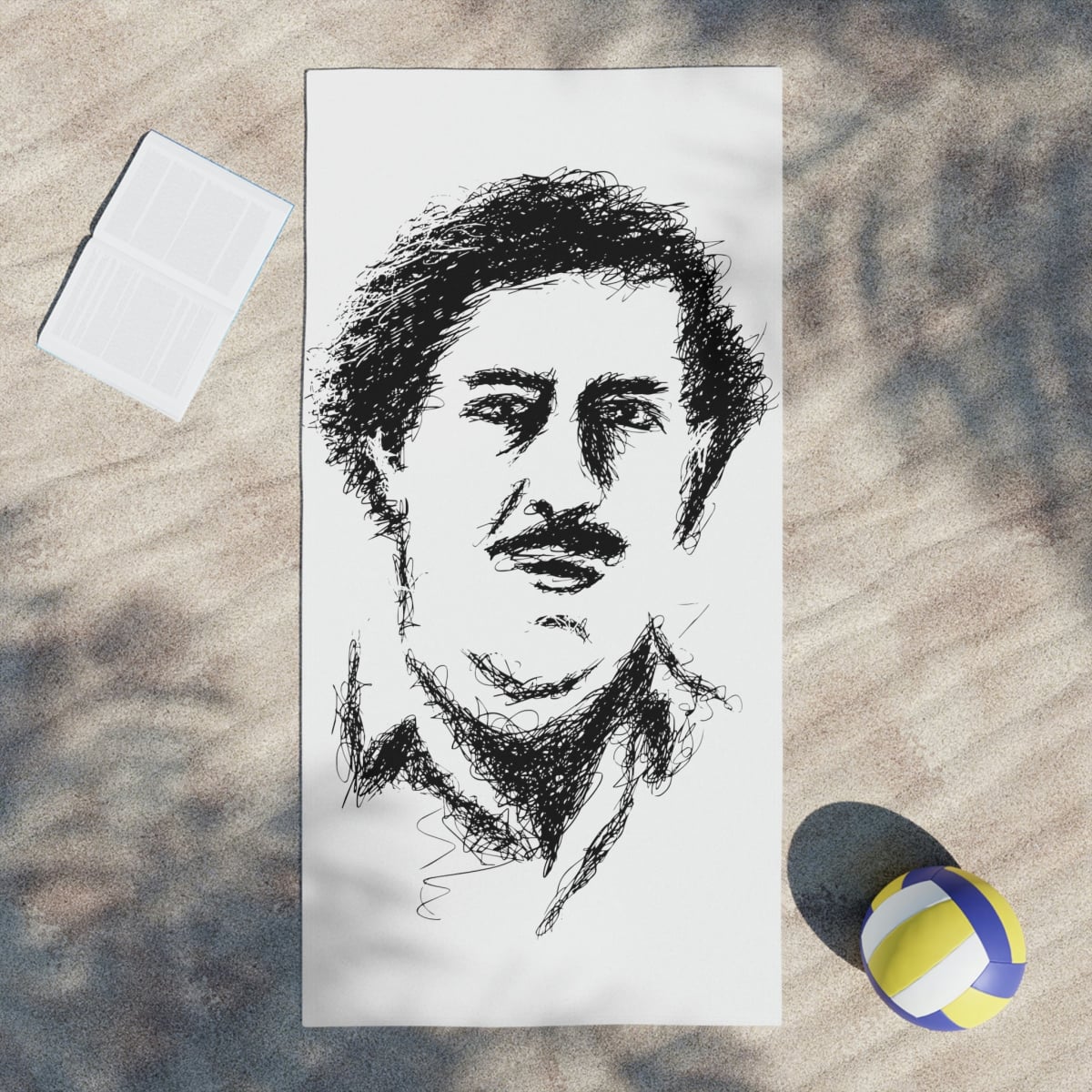 Pablo Escobar Drawing Art Portrait Beach Towels