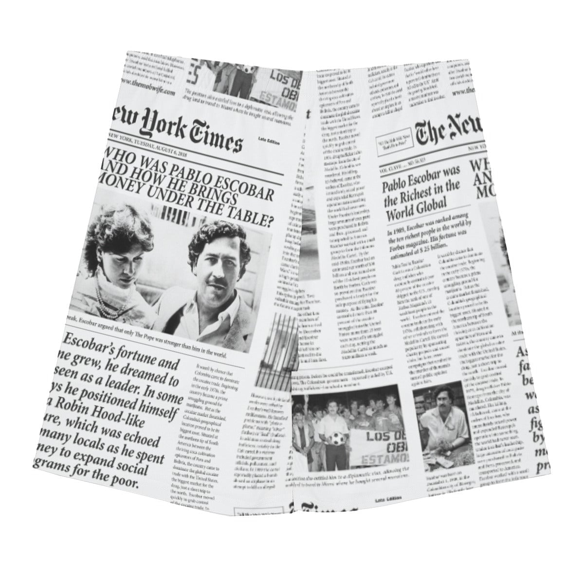 Pablo Escobar Newspaper Colombian Beach Shorts
