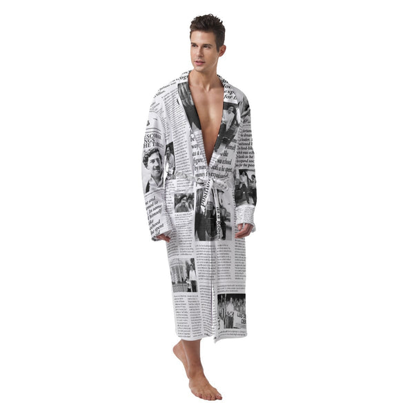 Pablo Escobar Newspaper Colombian Heavy Fleece Robe