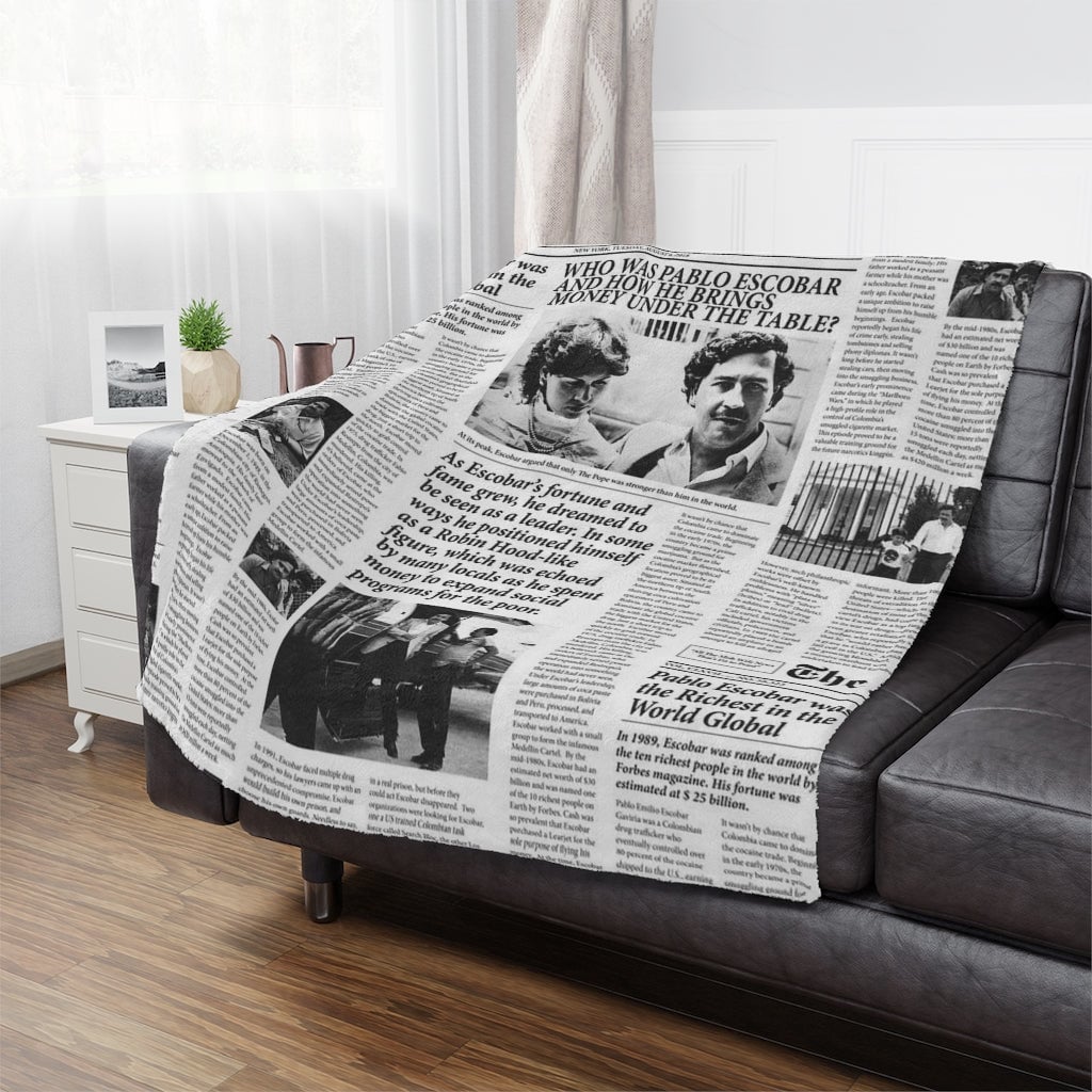 Pablo Escobar Newspaper Blanket - Legendary El Patron Home Decor