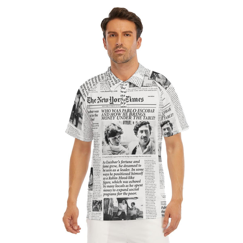 Pablo Escobar Newspaper Colombian Short Sleeve Polo Shirt
