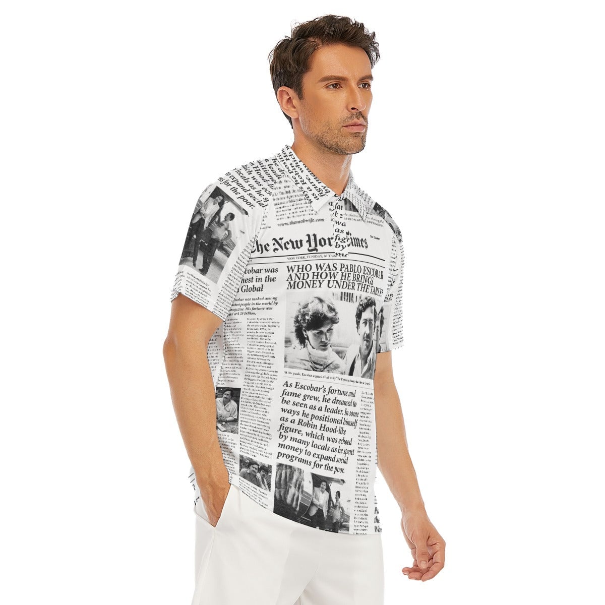 Pablo Escobar Newspaper Colombian Short Sleeve Polo Shirt