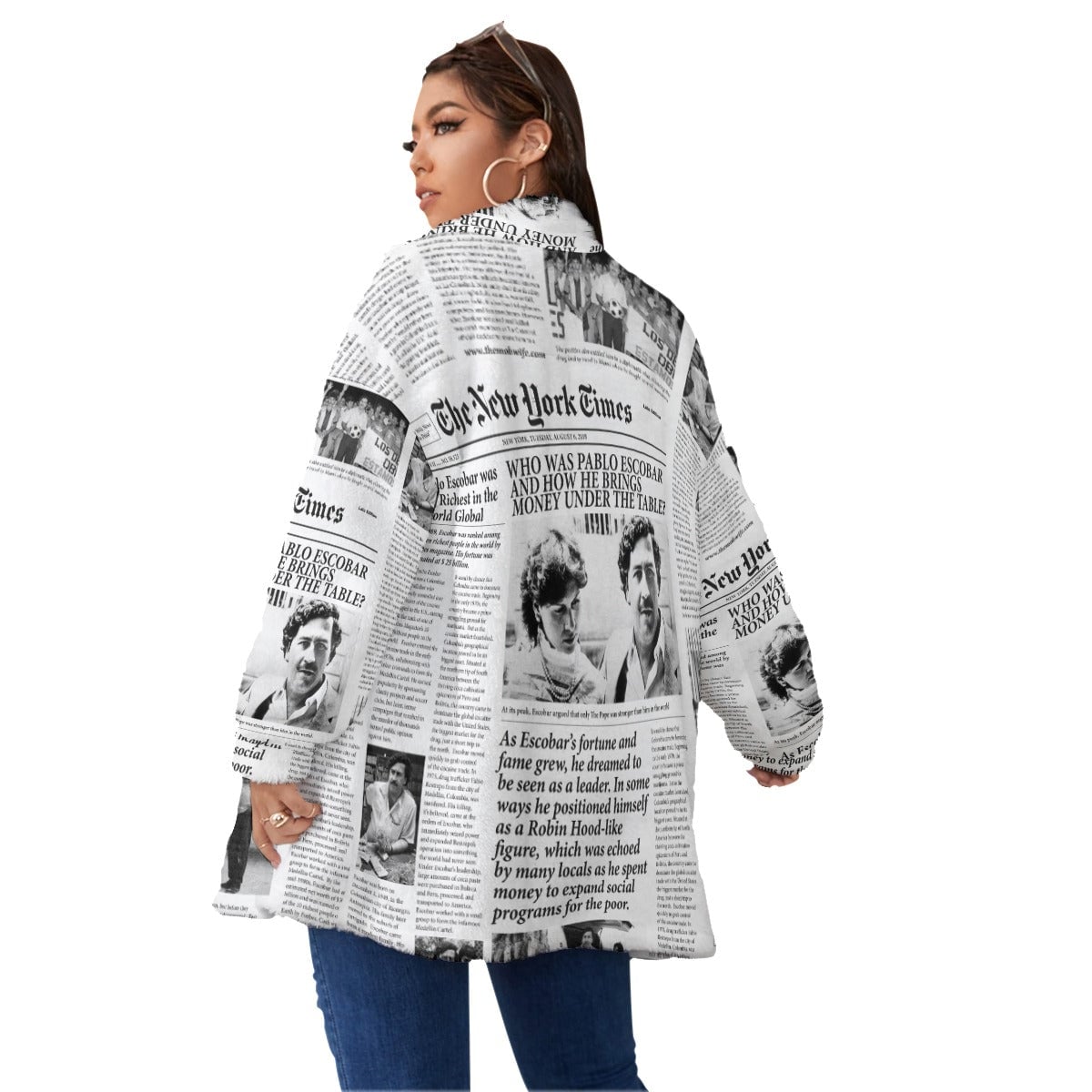 Women's newspaper hot sale print jacket