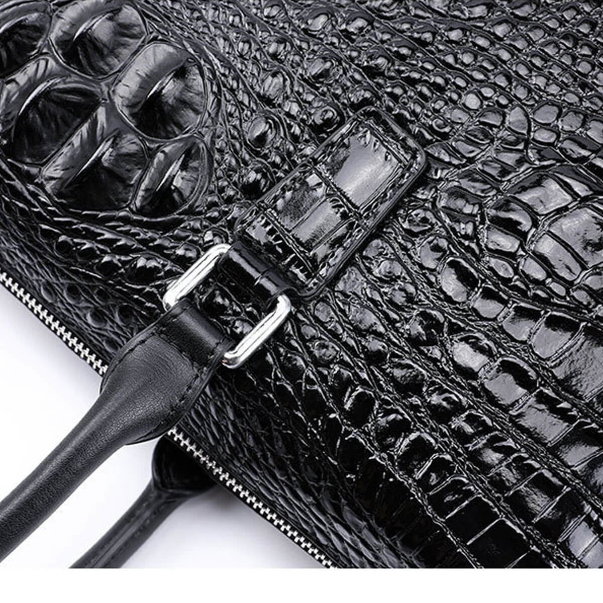 Password Briefcase Business Bag Genuine Leather Crocodile Pattern