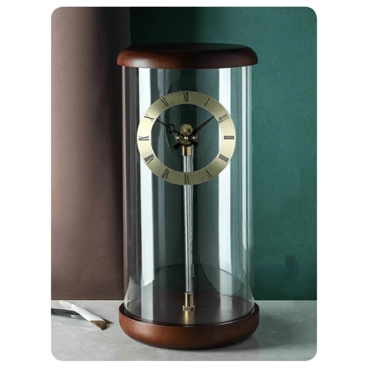 Pendulum Clock Tabletop Solid Wood Desk Aerodynamics Clock
