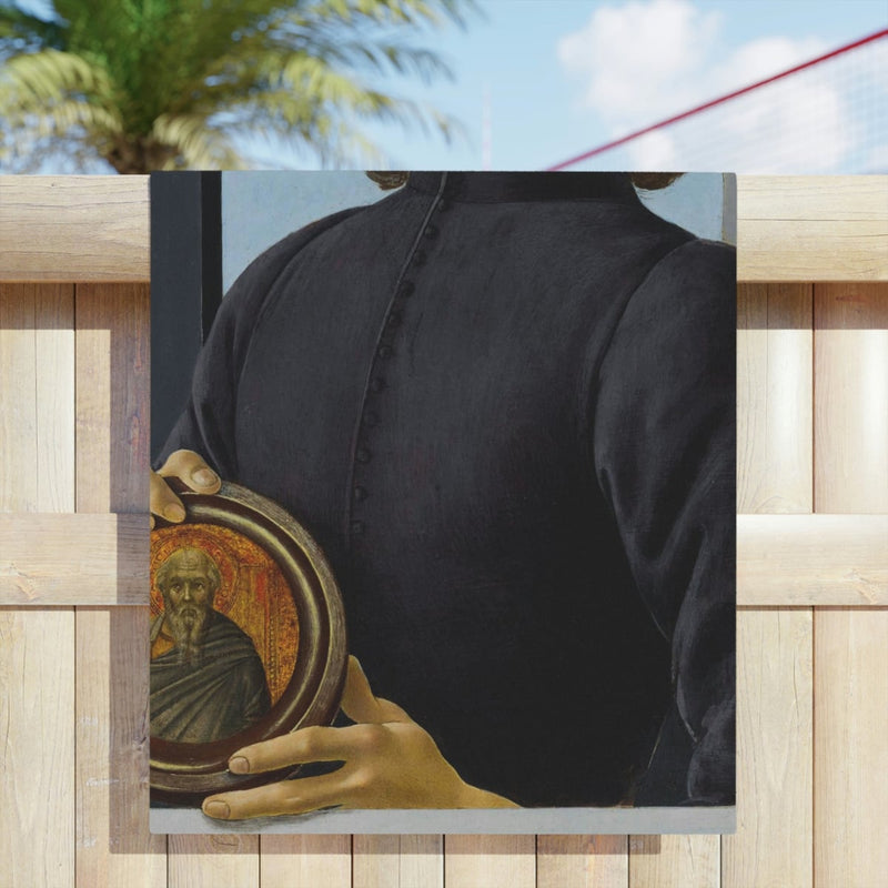 Portrait of a Young Man by Sandro Botticelli Beach Towels