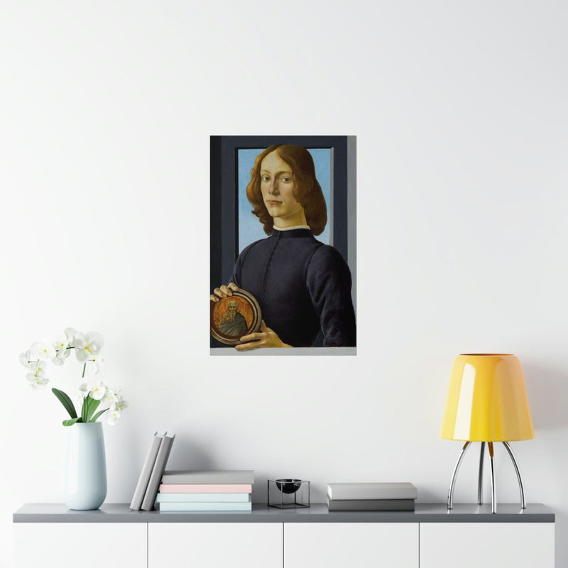 Portrait of a Young Man by Sandro Botticelli Premium Posters
