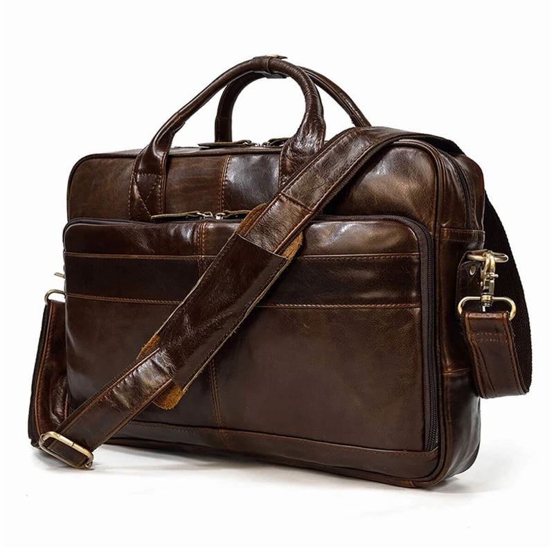 Real Cowhide Large Genuine Leather Business Briefcase