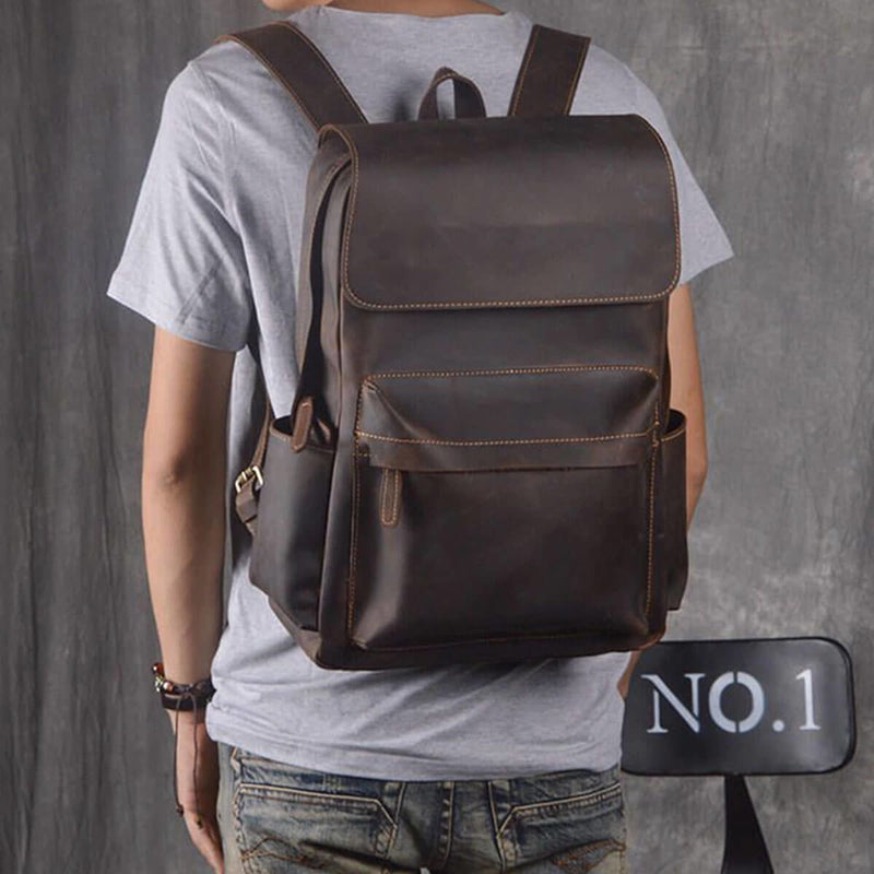 Retro Genuine Leather Large Capacity Casual Premium Backpack