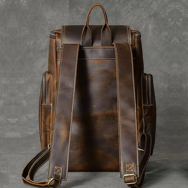 Retro Horse Leather Premium Large Capacity Backpack