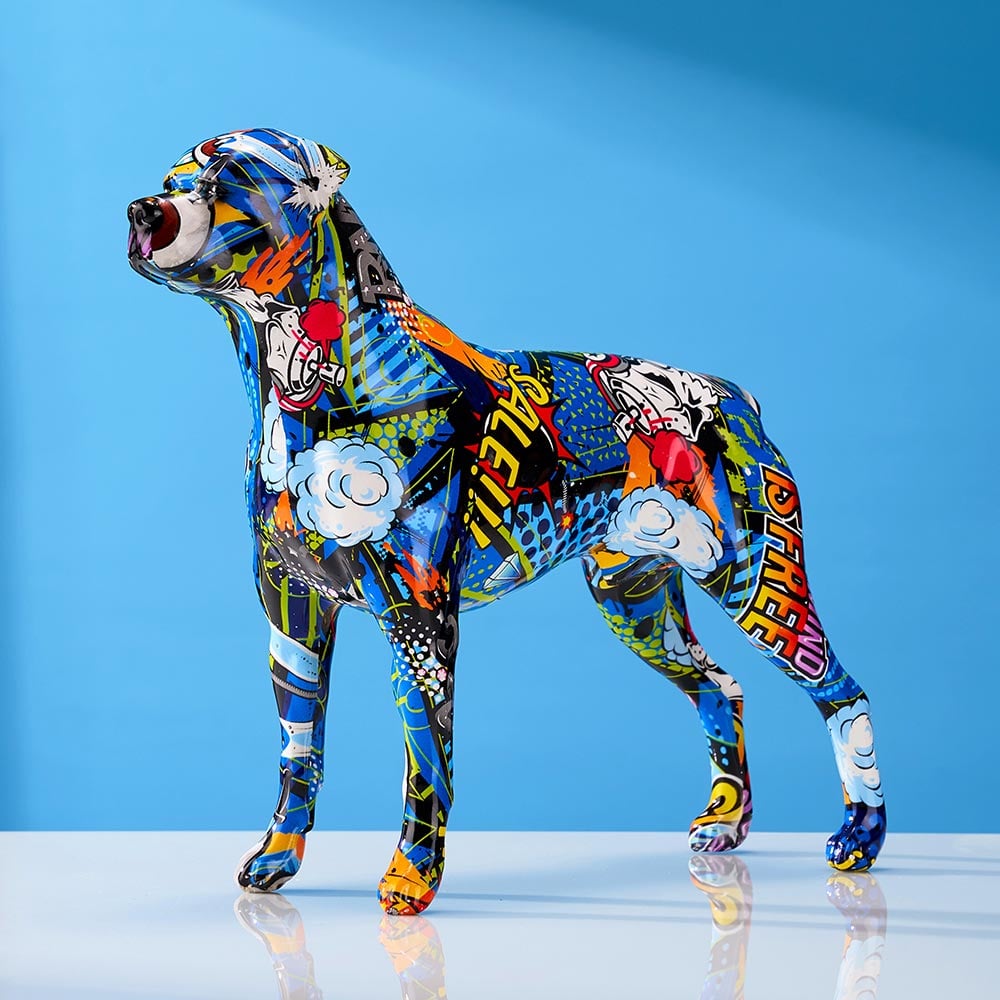Rottweiler Statue Creative Graffiti Dog Sculpture