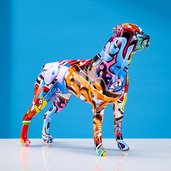 Rottweiler Statue Creative Graffiti Dog Sculpture
