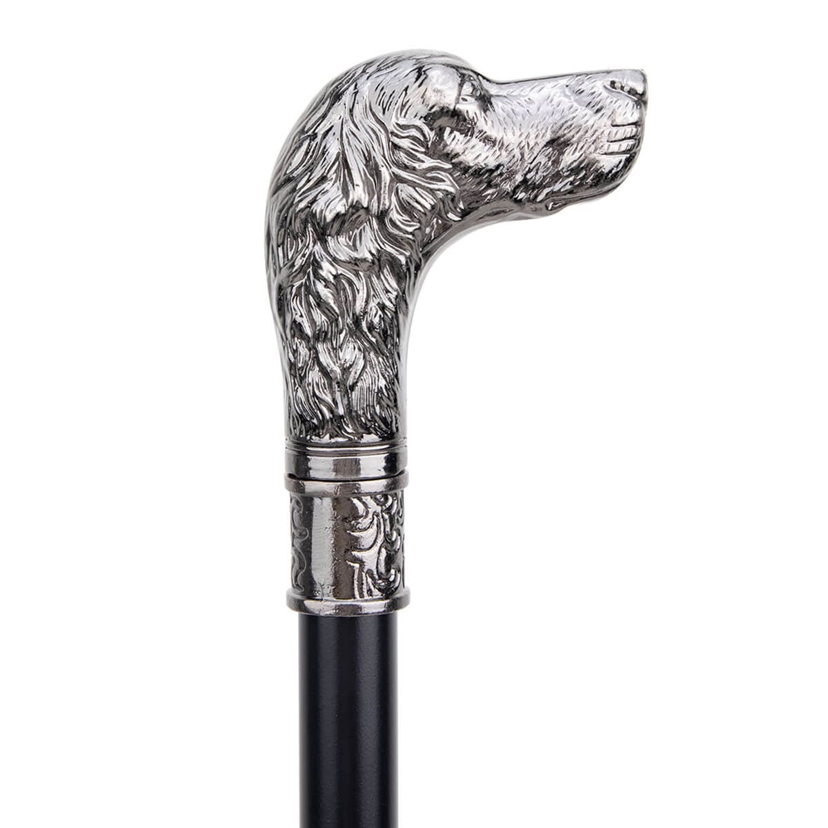 Sliver Loyal Dog Head Pimp Walking Cane