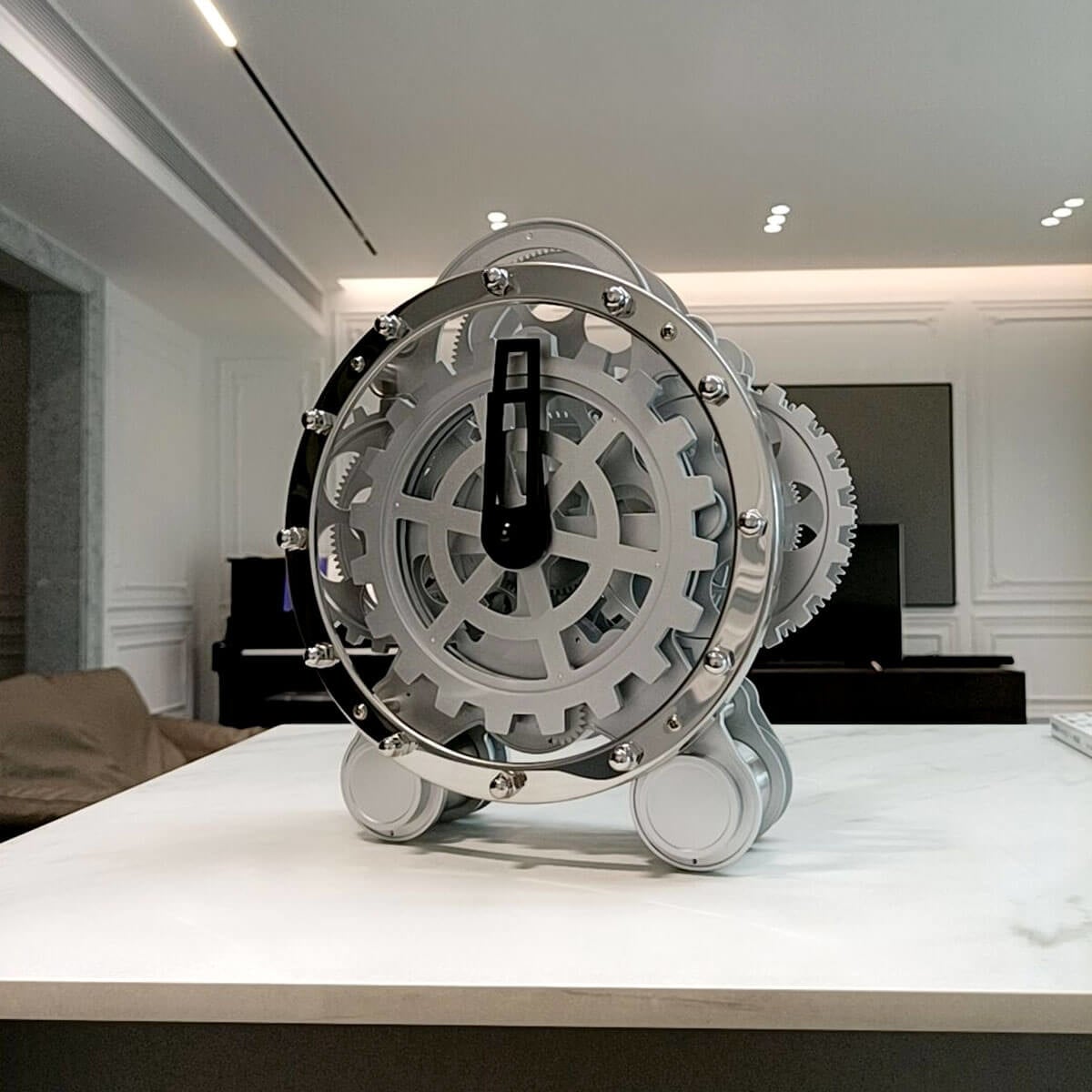 Table Clock Flip Quartz Clock Stainless Steel Mechanical Watch