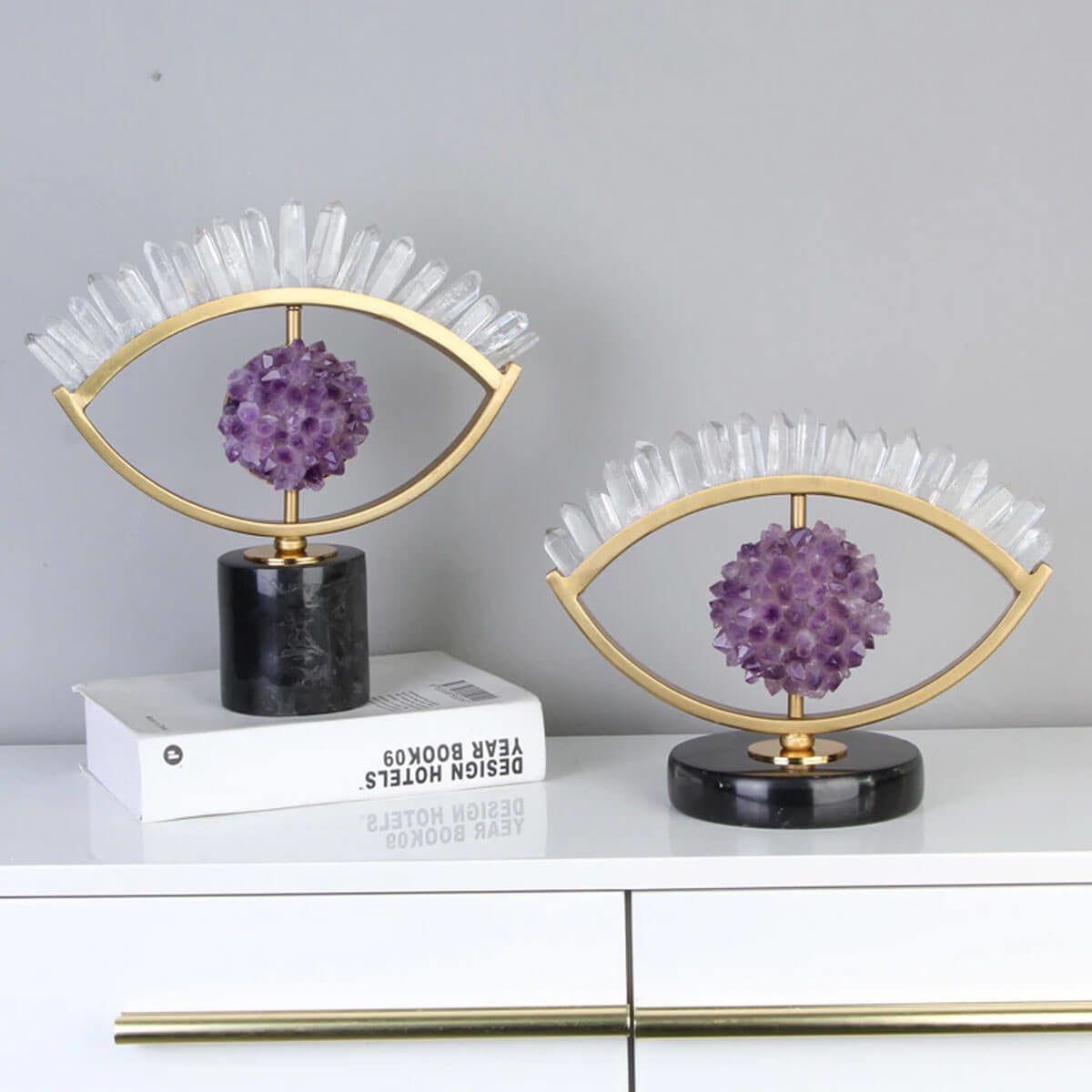 The Luxury Metal Crystal Purple Eye Sculpture