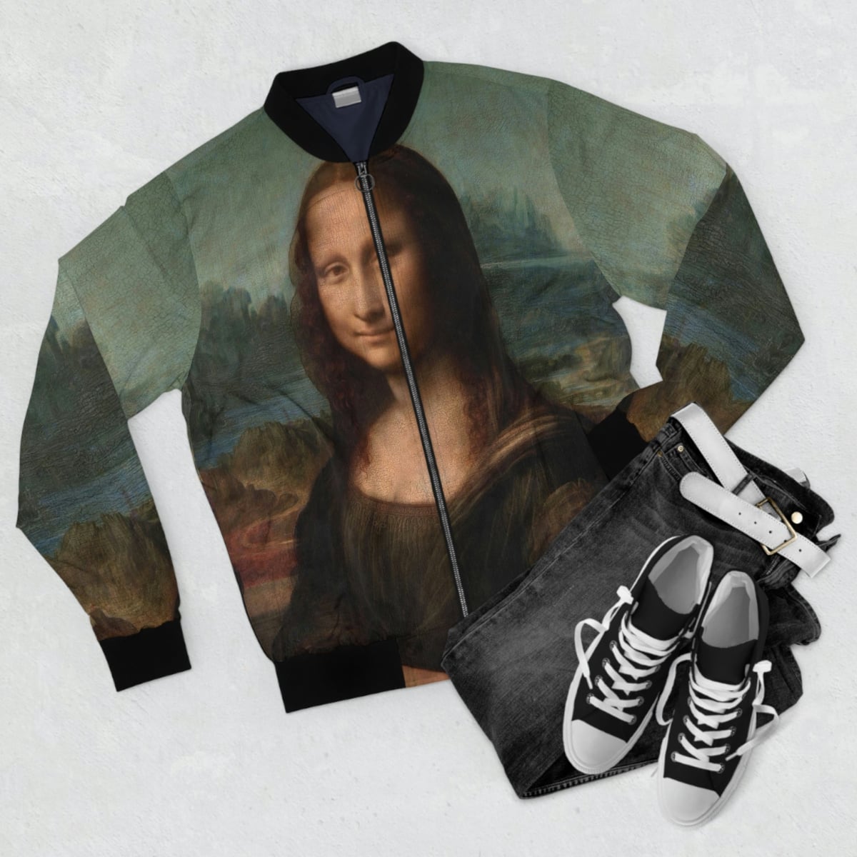 The Mona Lisa by Leonardo da Vinci Art Bomber Jacket