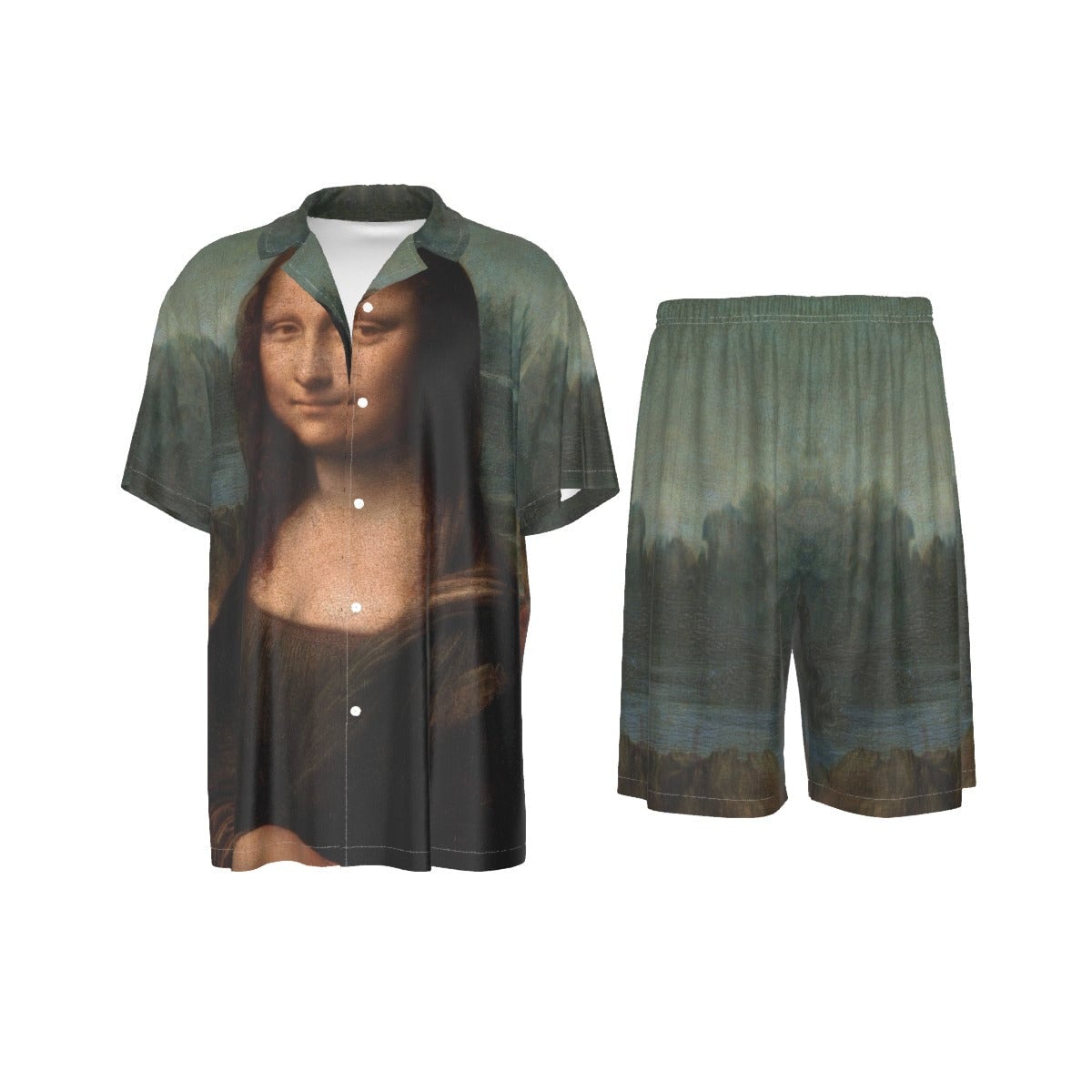 The Mona Lisa by Leonardo da Vinci Art Silk Shirt Suit Set