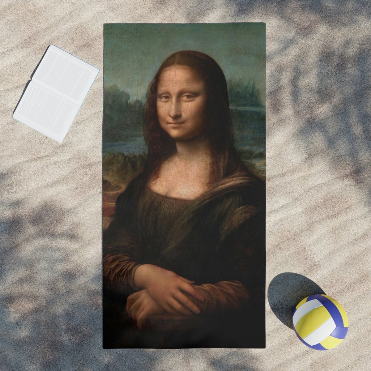 The Mona Lisa by Leonardo da Vinci Beach Towels