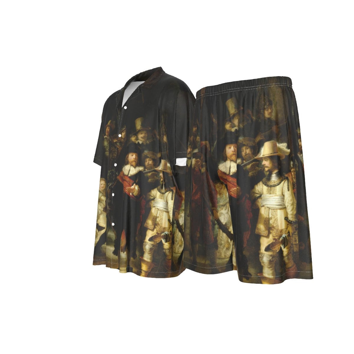The Night Watch by Rembrandt Art Silk Shirt Suit Set