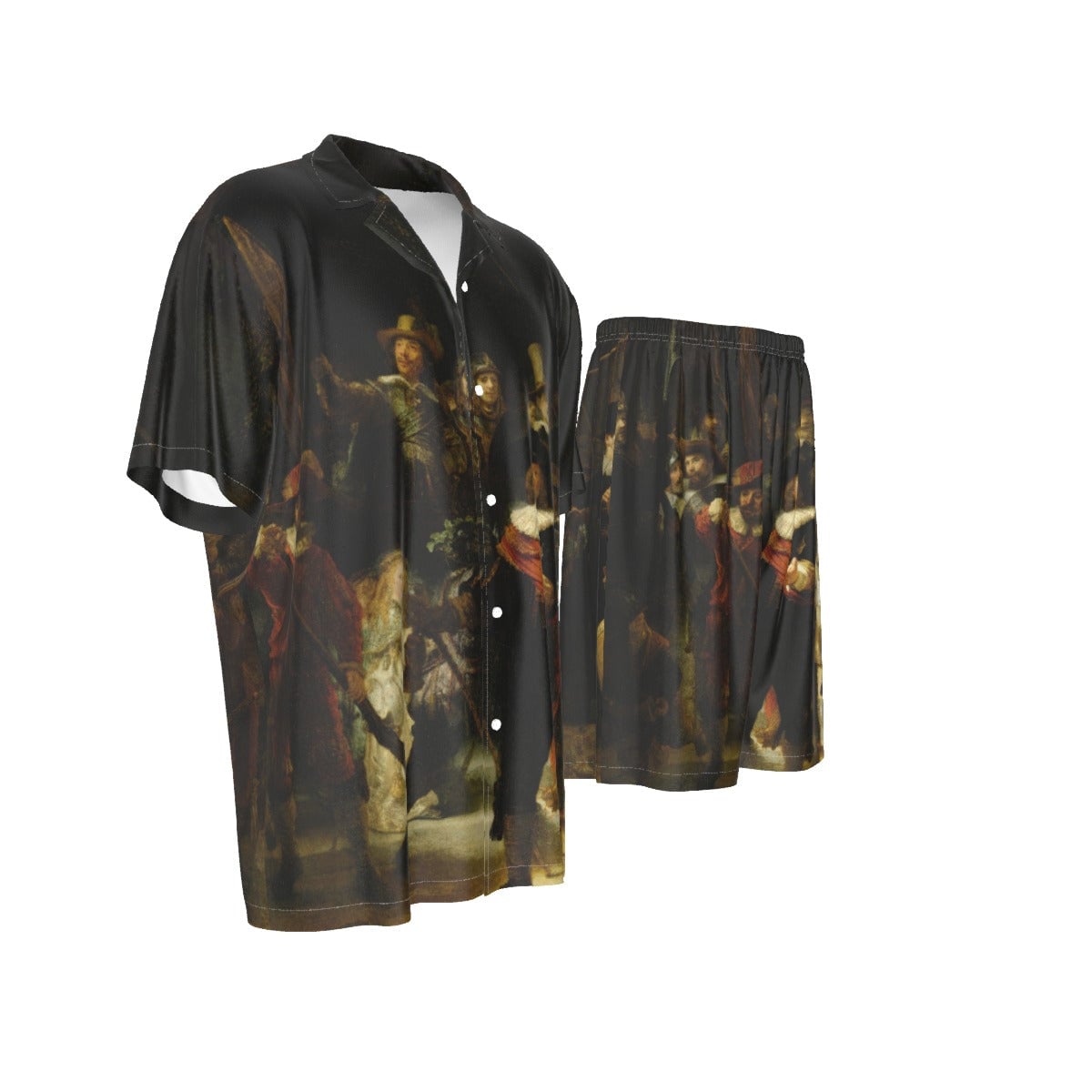 The Night Watch by Rembrandt Art Silk Shirt Suit Set
