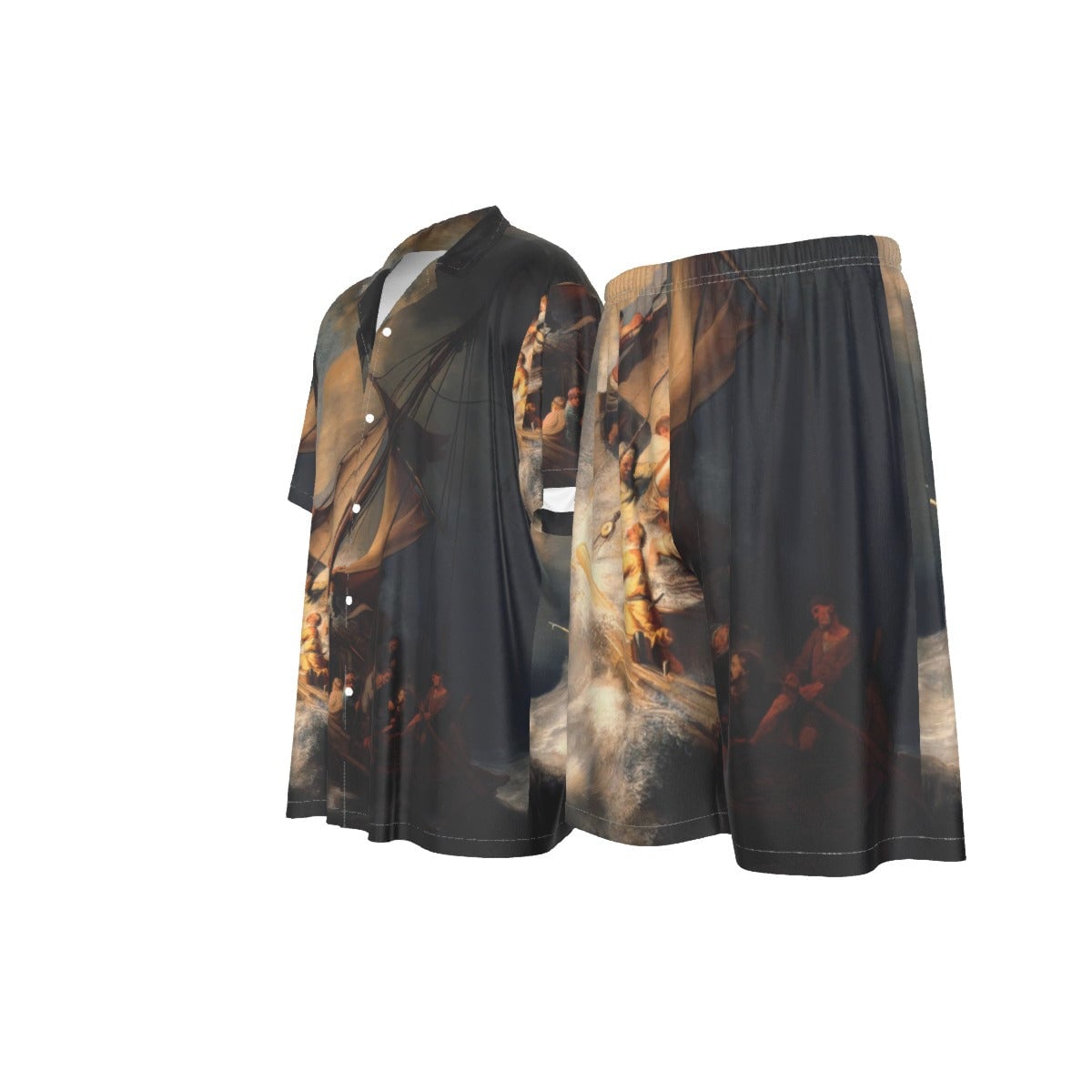 The Storm on the Sea of Galilee by Rembrandt Art Silk Shirt Suit Set