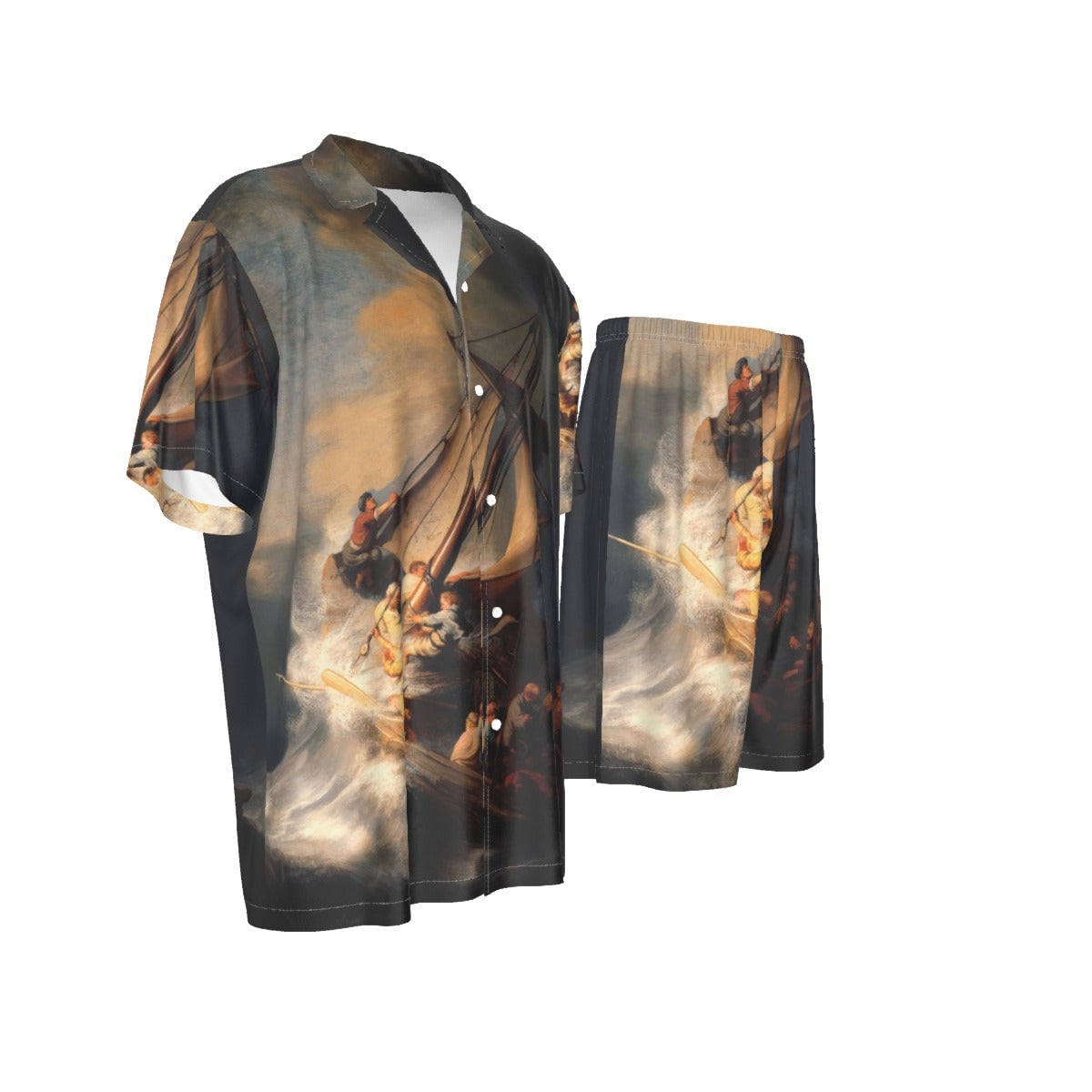 The Storm on the Sea of Galilee by Rembrandt Art Silk Shirt Suit Set