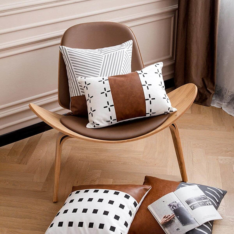 Throw Pillow Case PU Leather Canvas Decorative Cushion Cover Sofa