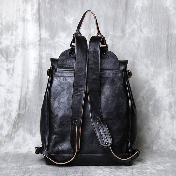 Top Color Wiping Genuine Leather Large Capacity Backpack
