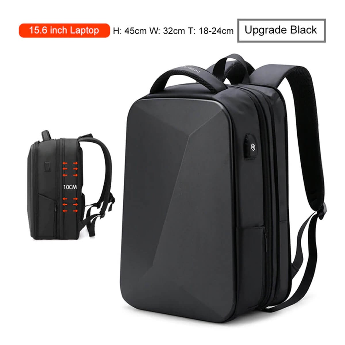 Ultra Thin Hard Shell Waterproof Business USB Charge Backpack