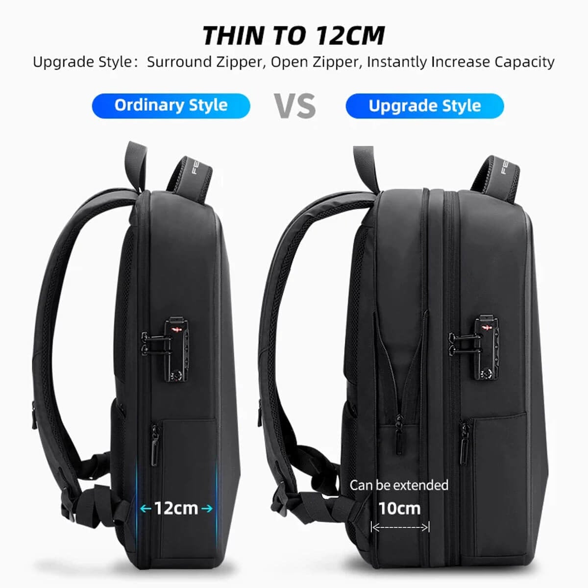 Ultra Thin Hard Shell Waterproof Business USB Charge Backpack