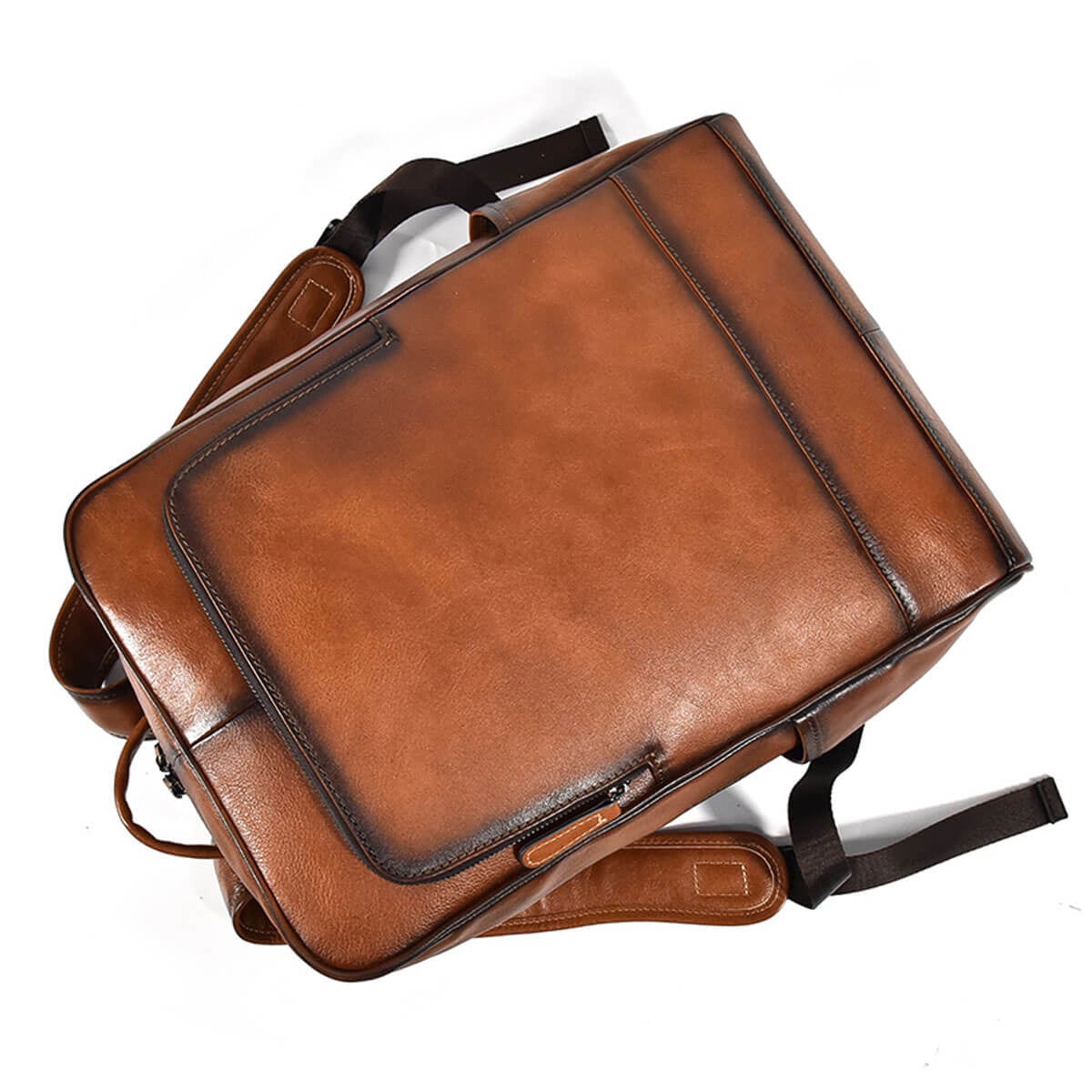 Vintage Brown Genuine Leather Luxury Laptop Business Backpack