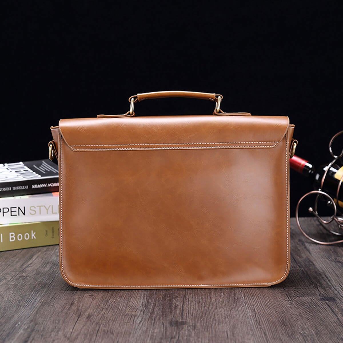 Vintage Business Retro Messenger Handbag Horse Leather Briefcase