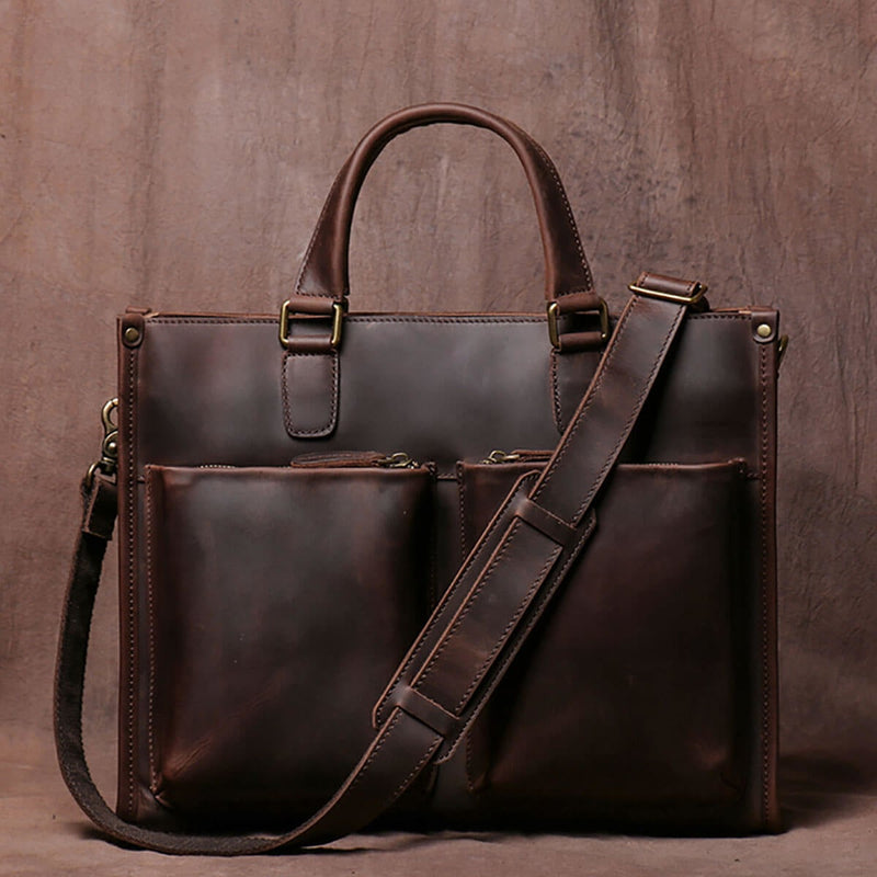 Vintage Handmade Large Capacity Handbag Business Luxury Briefcase