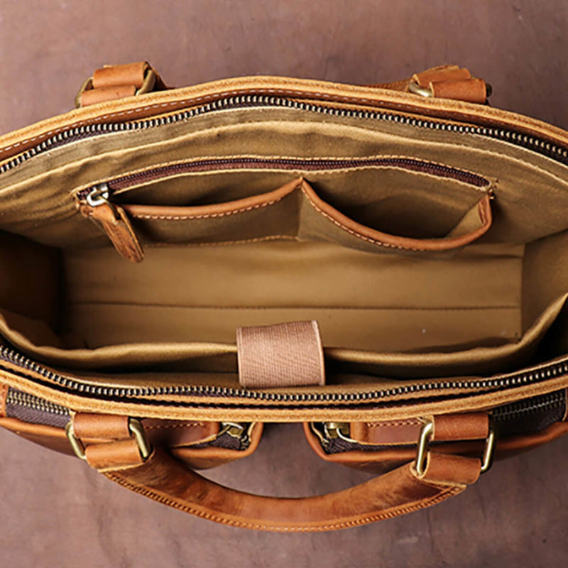 Vintage Handmade Large Capacity Handbag Business Luxury Briefcase