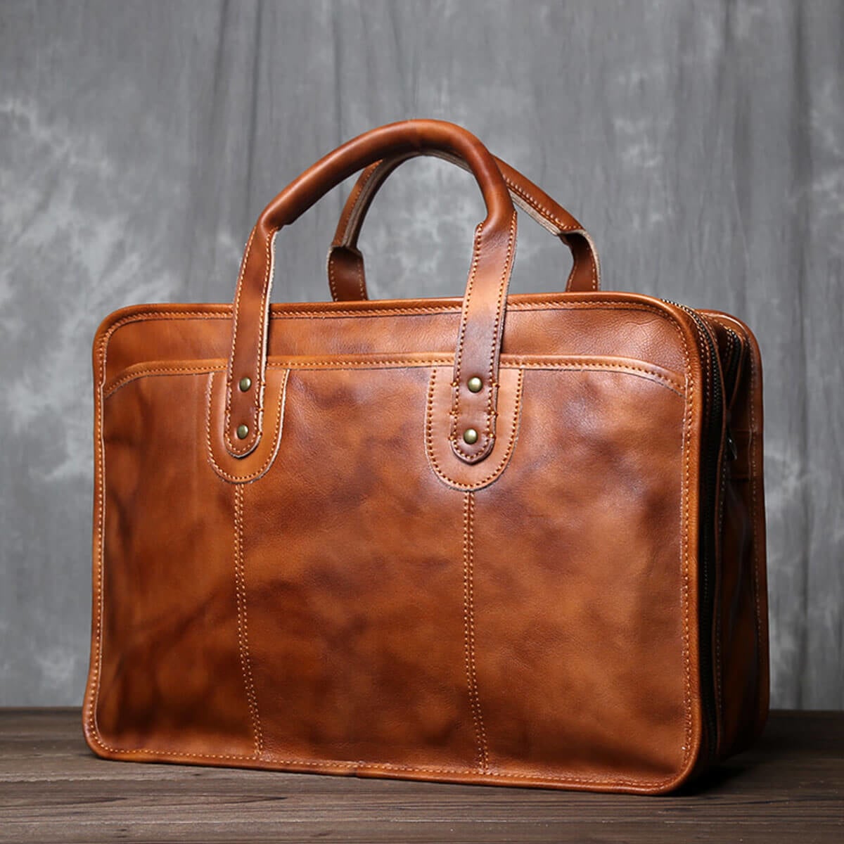 Vintage Premium Leather Handbag Large Capacity Business Briefcase
