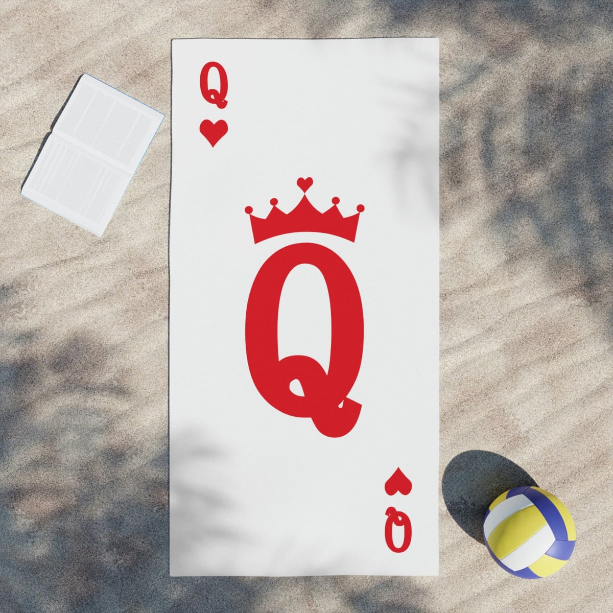 White Poker Card Queen Beach Towels