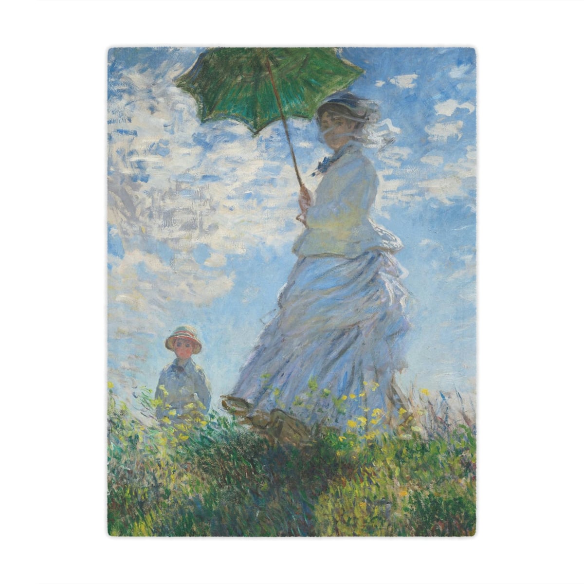 Woman with a Parasol Claude Monet Blanket - Sunlit Art Throw